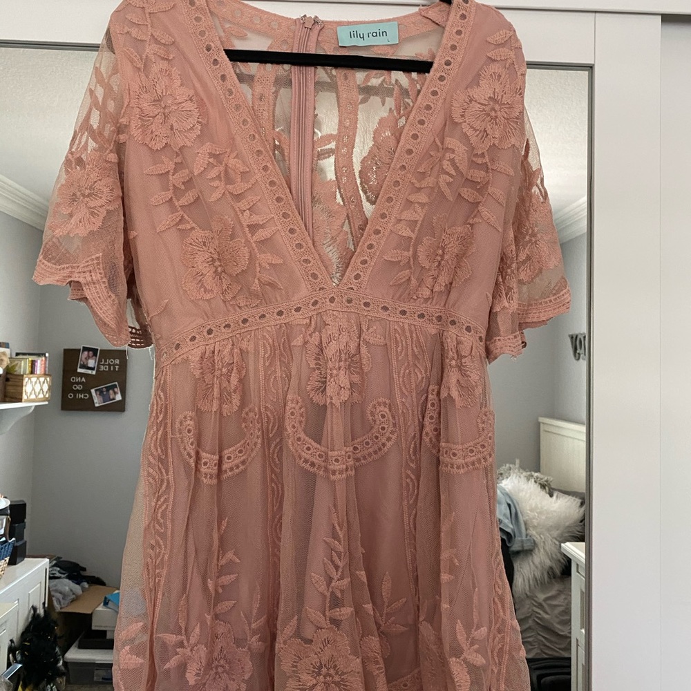 Pink lace romper